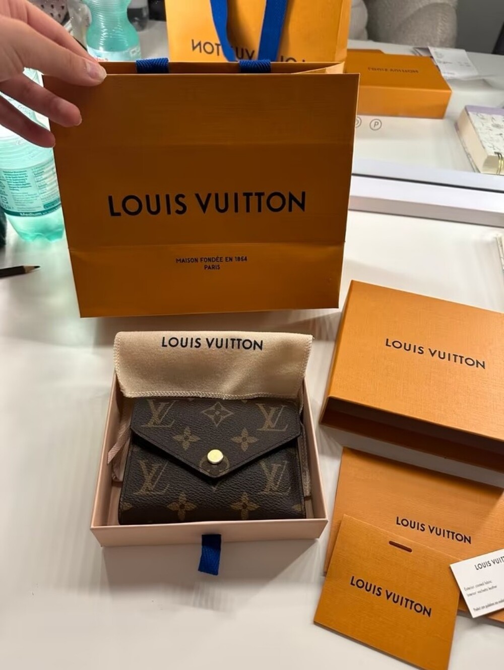 Louis Vuitton Monogram Envelope Card Case in Brown with Gold Snap